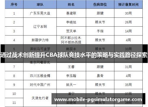 通过战术创新提升CBA球队竞技水平的策略与实践路径探索