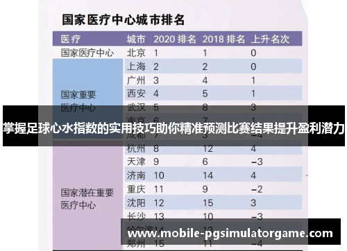 掌握足球心水指数的实用技巧助你精准预测比赛结果提升盈利潜力