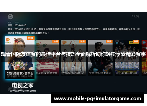 观看国际友谊赛的最佳平台与技巧全面解析助你轻松享受精彩赛事