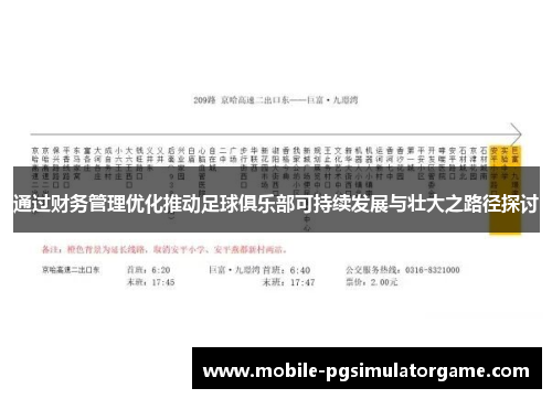 通过财务管理优化推动足球俱乐部可持续发展与壮大之路径探讨