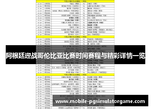 阿根廷迎战哥伦比亚比赛时间赛程与精彩详情一览 阿根廷迎战哥伦比亚比赛时间赛程与精彩详情一览