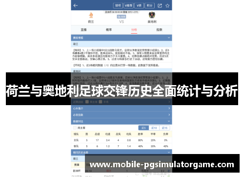 荷兰与奥地利足球交锋历史全面统计与分析 荷兰与奥地利足球交锋历史全面统计与分析