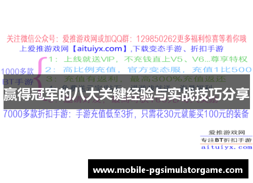 赢得冠军的八大关键经验与实战技巧分享